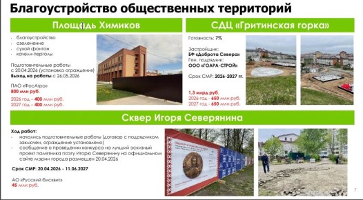 Глава Череповца Андрей Накрошаев доложил губернатору Георгию Филимонову о ходе работ по благоустройству общественных территорий в городе