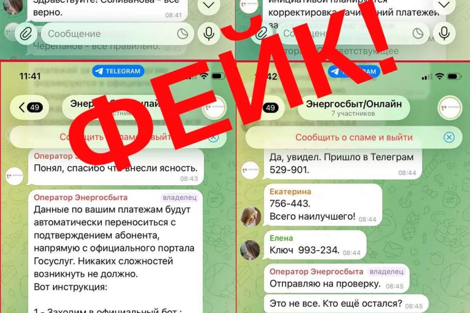 В Вологодской области мошенники создают фальшивые чаты в мессенджерах под видом энергокомпаний (с логотипом и словами «перерасчёт»)