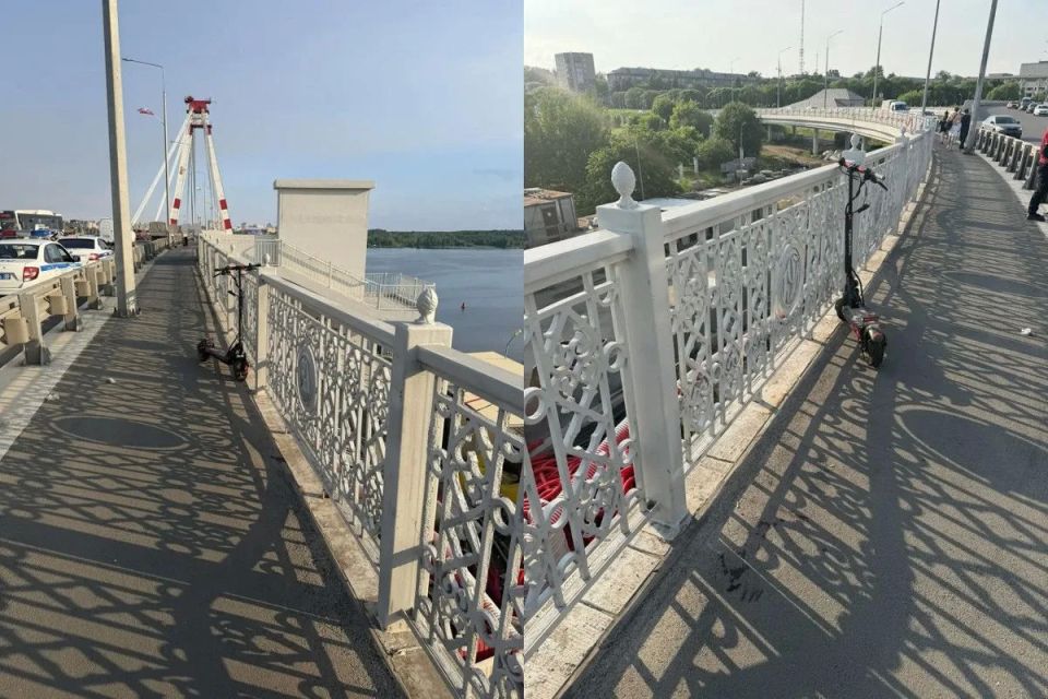 В Череповце мужчина на электросамокате чуть не упал с Октябрьского моста
