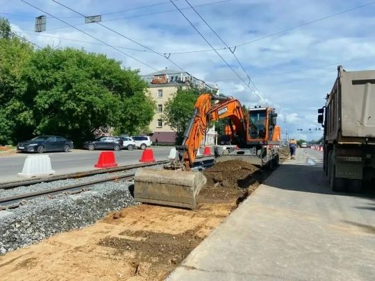 На проспекте Победы в Череповце обновлено более 1,3 км основания для трамвайных путей На проспекте Победы в Череповце обновлено более 1,3 км основания для трамвайных путей