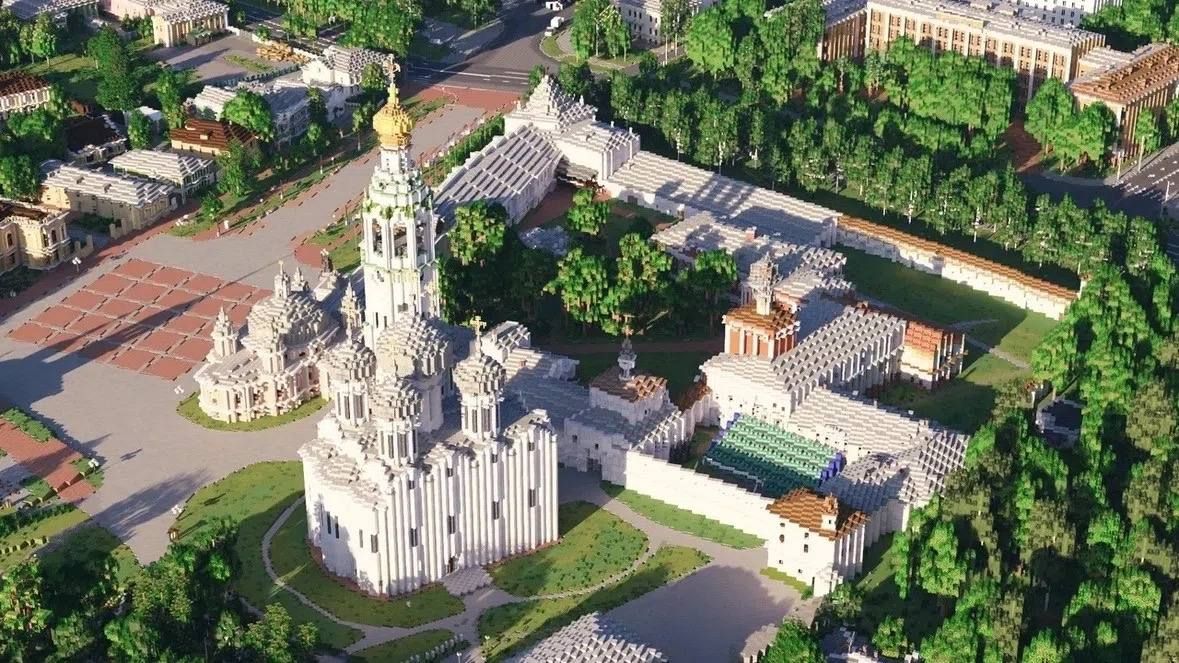 Энтузиасты построили исторический центр Вологды в кубическом мире игры Minecraft Энтузиасты построили исторический центр Вологды в кубическом мире игры Minecraft