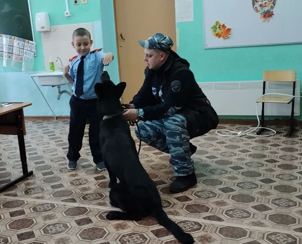 Полицейский-кинолог ОМВД России «Кирилловский» провел профориентационное занятие для кадет Полицейский-кинолог ОМВД России «Кирилловский» провел профориентационное занятие для кадет